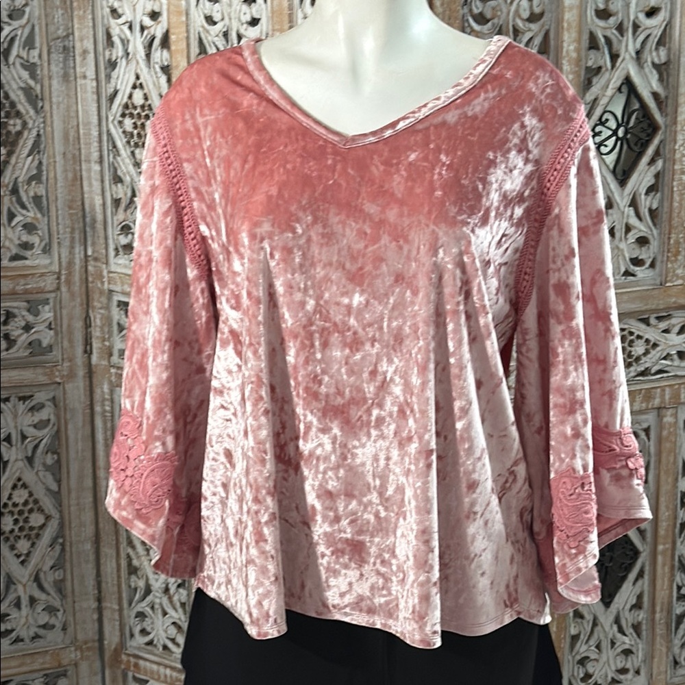 Pink Bell Sleeve Blouse with Boxy Relaxed Fit